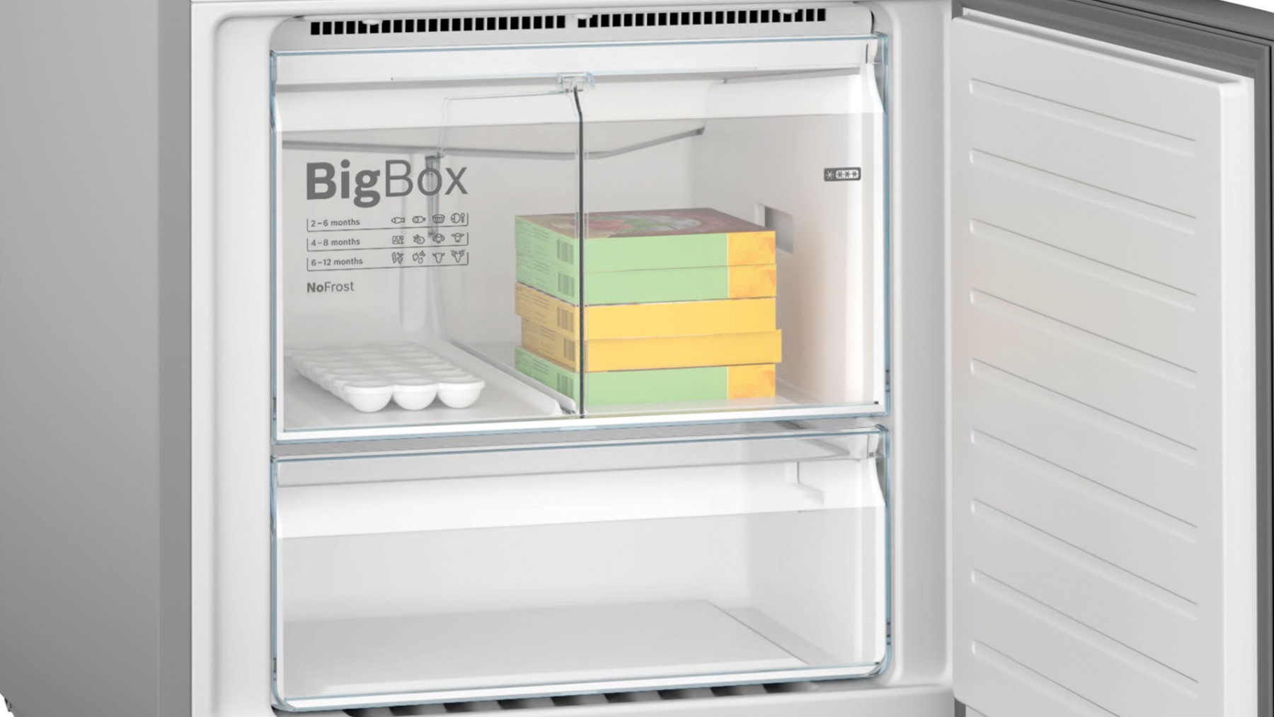 KGN55VIF0N Serie | 4 Alttan Donduruculu Buzdolabı 186 x 70 cm Kolay temizlenebilir Inox